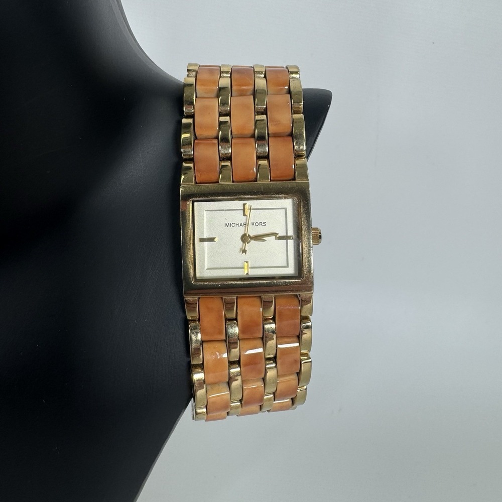 Michael Kors Watch Women 25mm Champagne Dial Gold Tone MK-4196 New Battery
